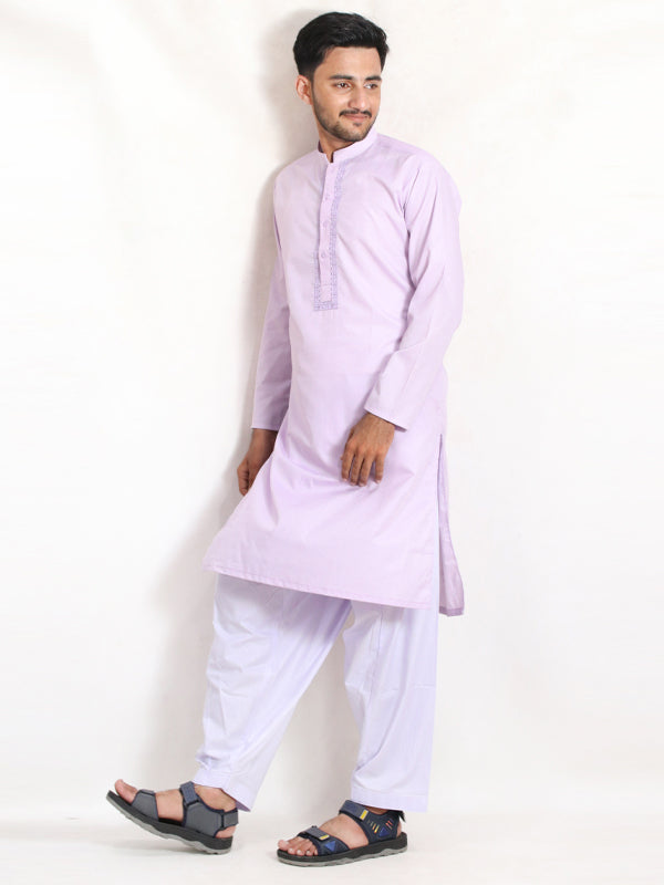 MSK21 Men's Chambray Kameez Shalwar Stitched Suit Ligh Pink