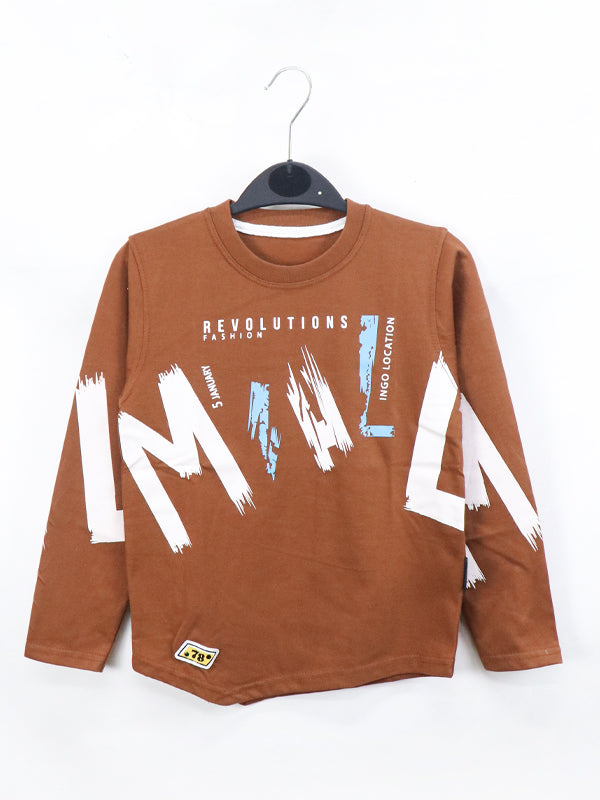 ATT Boys T-Shirt 5Yrs - 10 Yrs Revolutions Brown