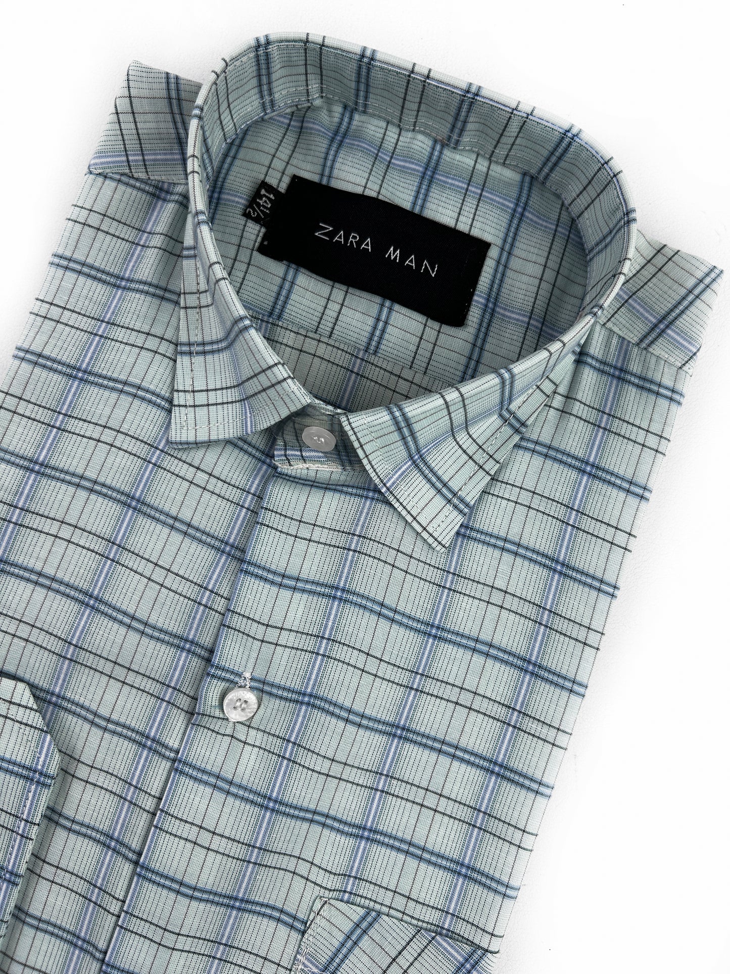 Light Green Checks Formal Dress Shirt For Men MFS329