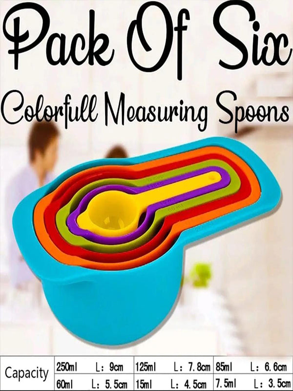 Set of 6 Cooking Measuring Cups - Multicolor