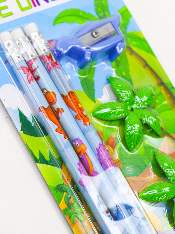 Kids Dinosaur Eraser Pencil Set
