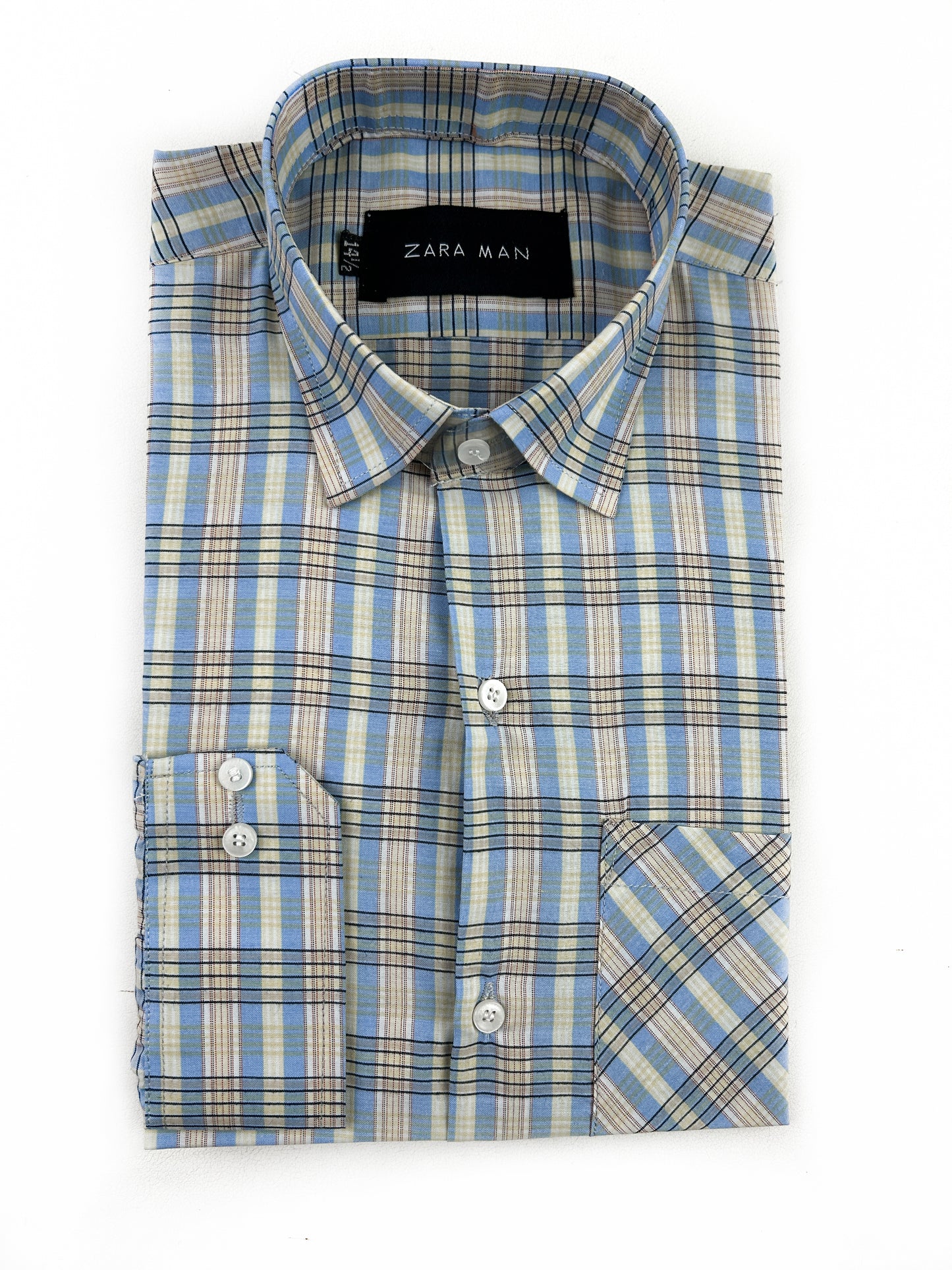 B Yellow Checks Formal Dress Shirt For Men MFS330