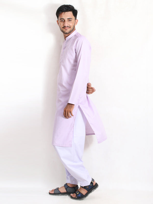 MSK21 Men's Chambray Kameez Shalwar Stitched Suit Ligh Pink
