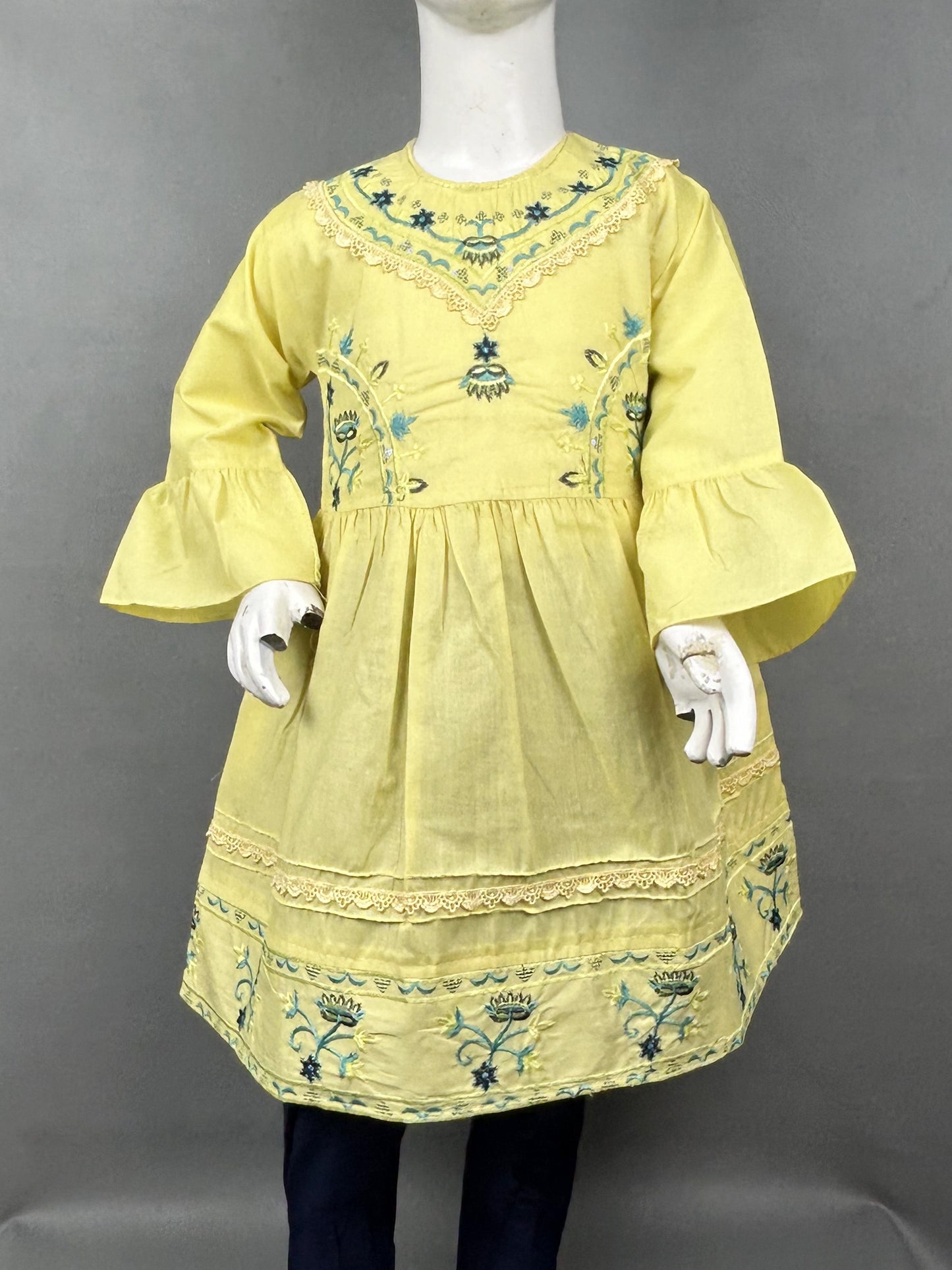 5Yr - 12Yrs Yellow Embroidered Suit For Girls RZ GS148