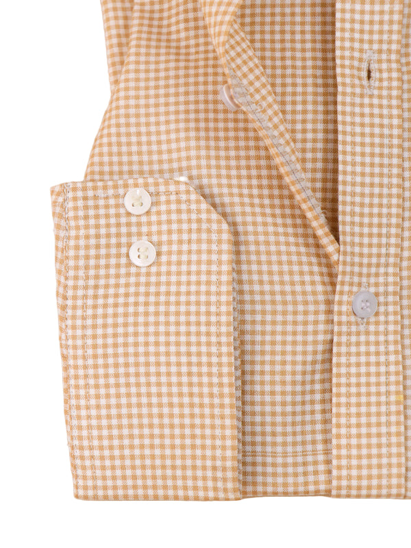 ZS Men's Formal Dress Shirt Light Yellow Checks MFS409