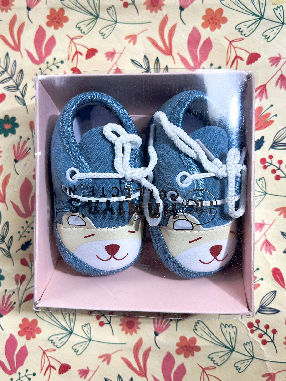 Grey Blue Bootie For Newborn NB98