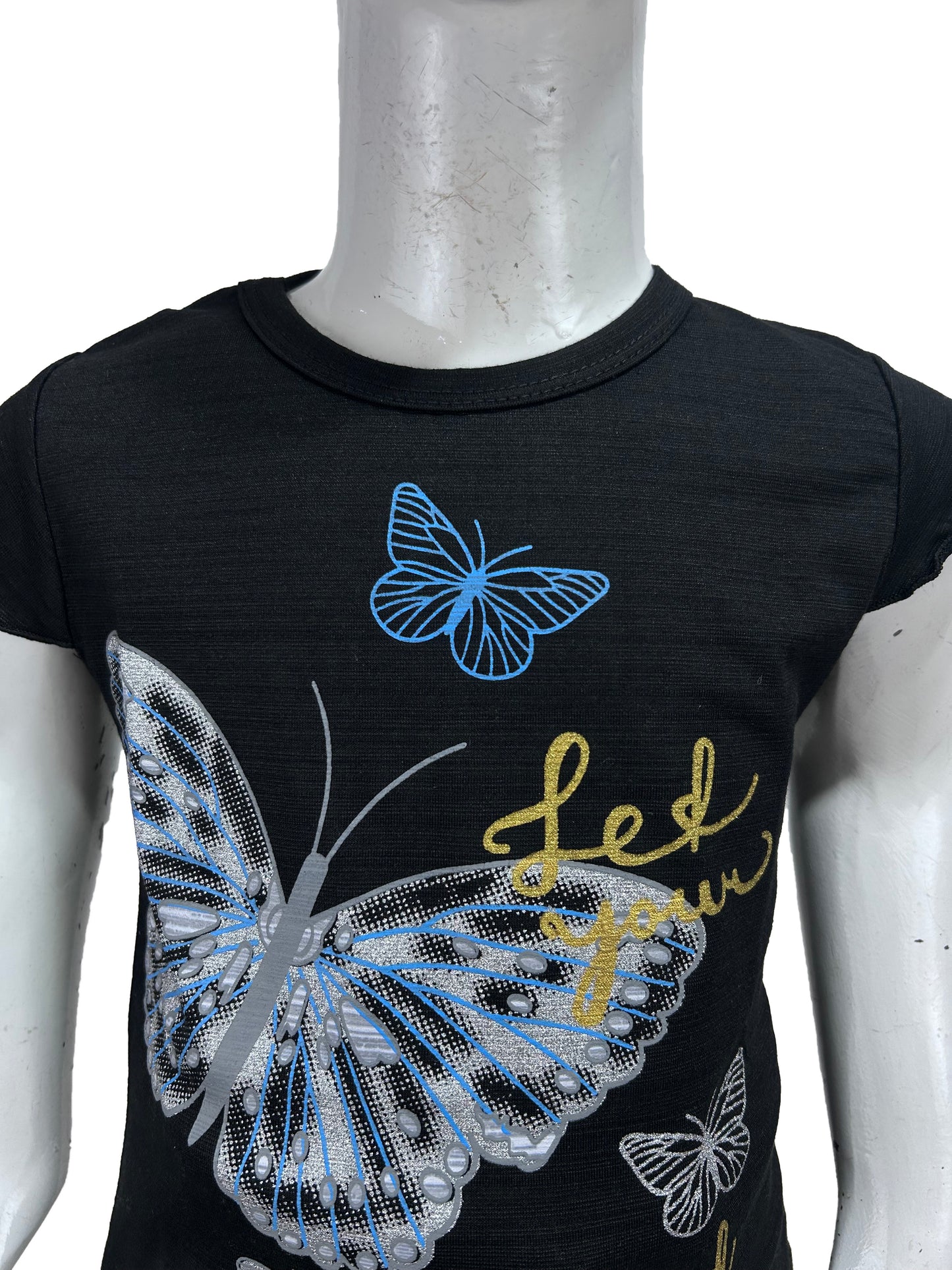2.5Yrs - 7Yrs SK Betterfly Black T-Shirt For Girls GTS64