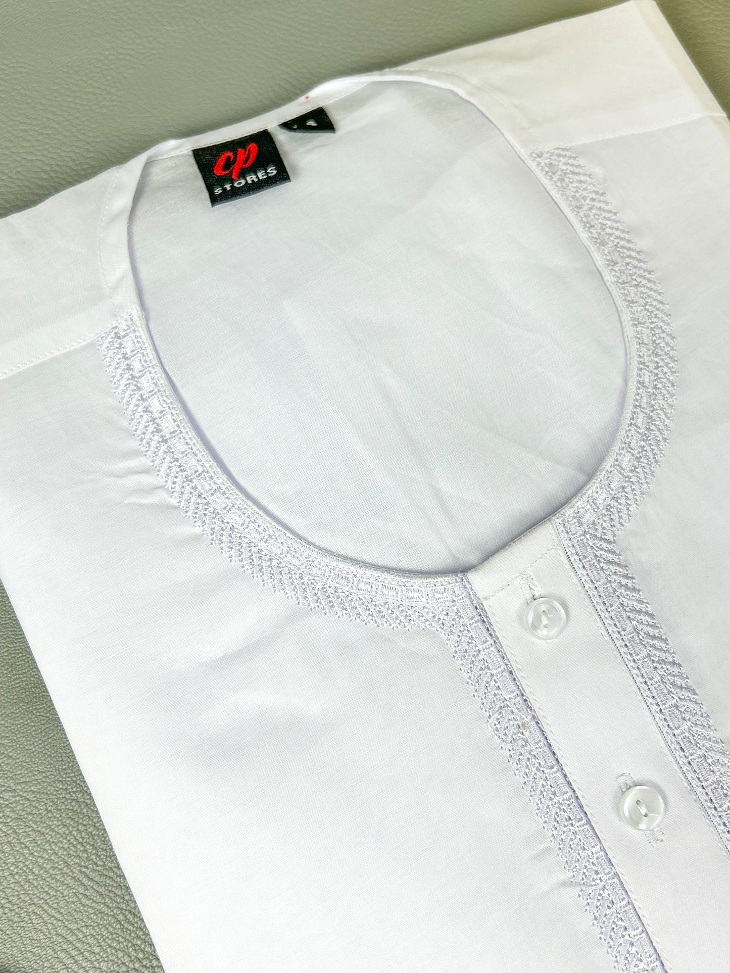 Neel White 100% Cotton Magsi Collar Kurta for Men MK12