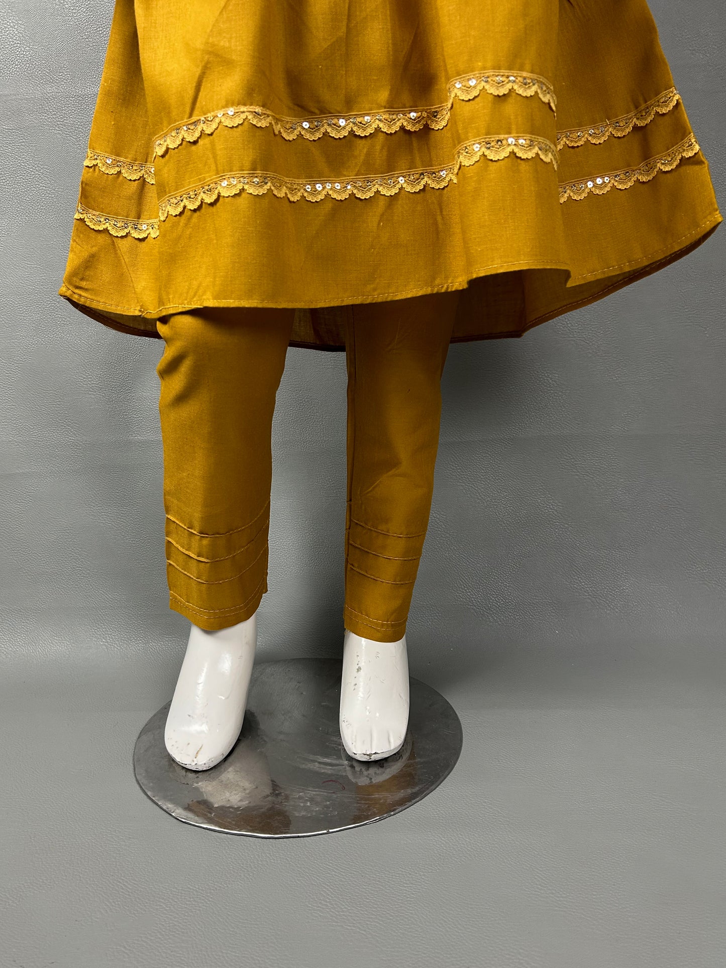 5Yr - 12Yrs Dark Mustard Embroidered Suit For Girls RZ GS192