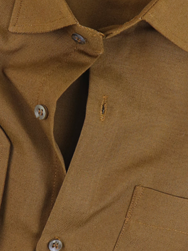 Z Men's Plain Chambray Formal Dress Shirt Mustard Brown