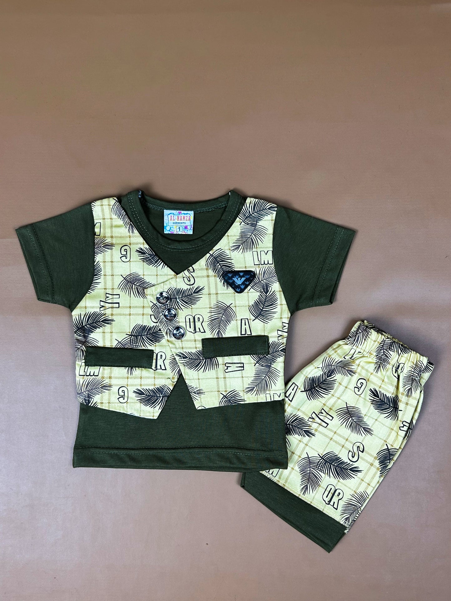 0Mth - 6Mth Dark Green Baba Suit For Newborns NBS345