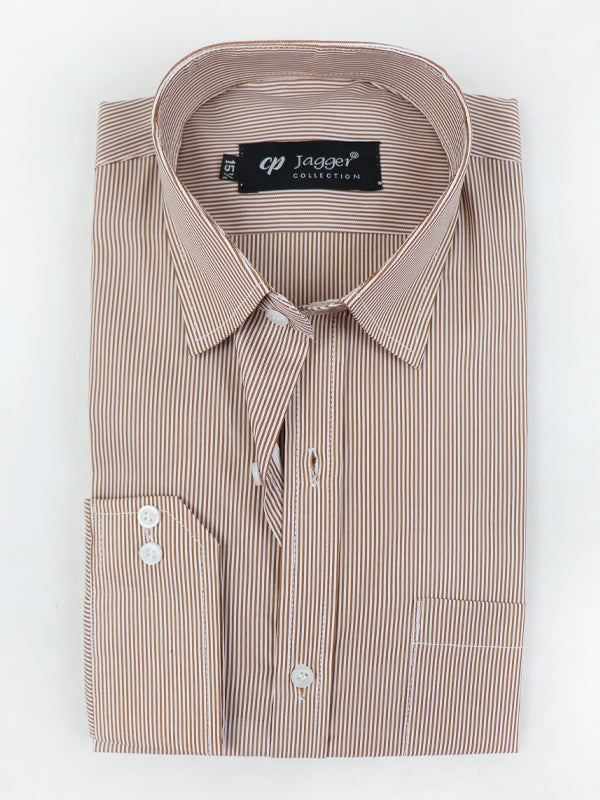 MFS06 Men's Formal Dress Shirt Light Brown Lines