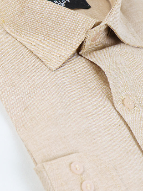 Z Men's Plain Chambray Formal Dress Shirt Light Peachy Brown