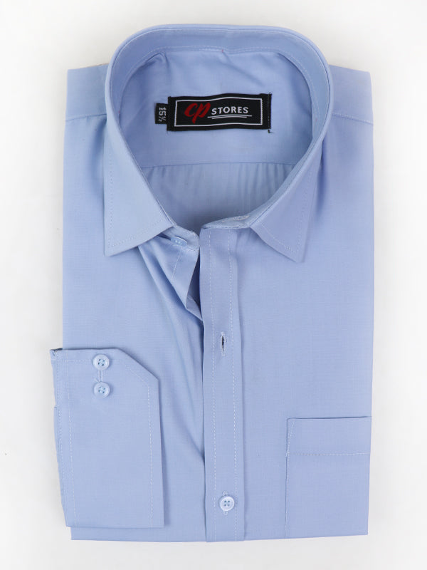 AZ Men's Formal Dress Shirt Plain Blue