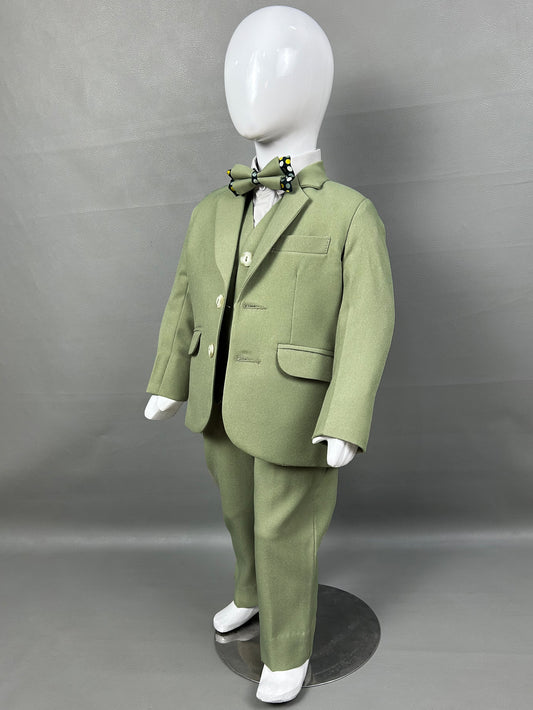6Mth - 14Yrs Moss Green 5Pcs Coat Pant Suit for Boys BCP26