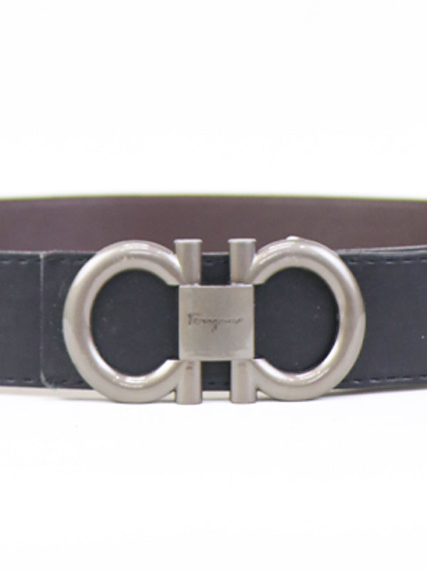 Ferragamo G Men's Leather Belt Shadow Gray
