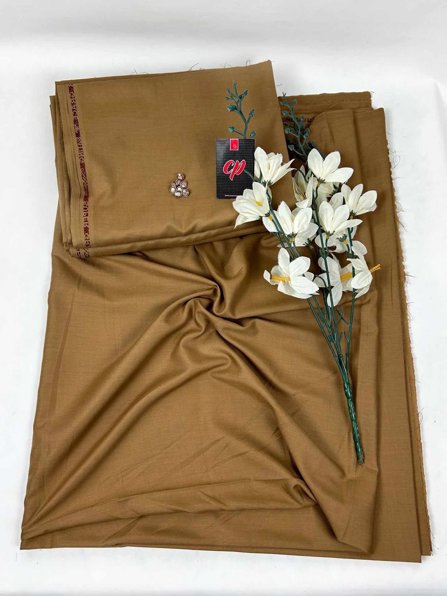 Men's Unstitched Kameez Shalwar Fabric Plain Caramel Brown MUF61