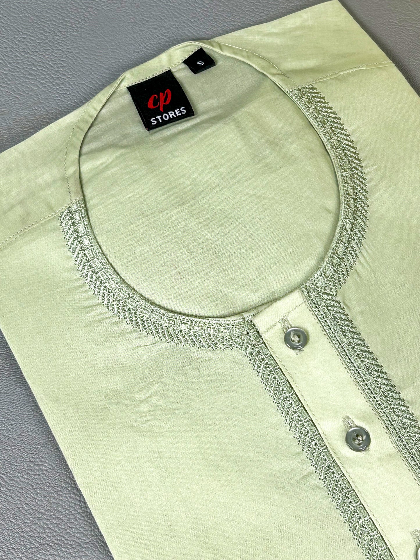 Light Green 100% Cotton Magsi Collar Kurta for Men MK11