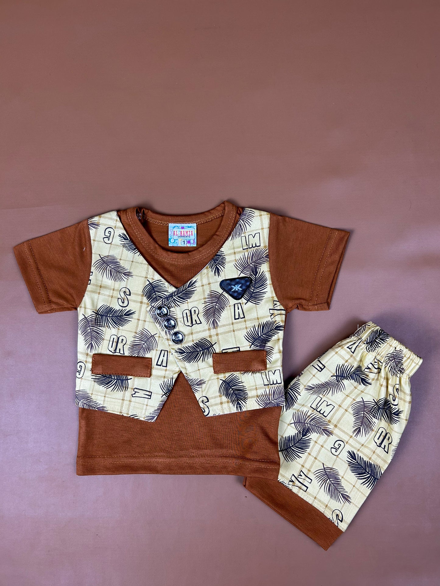 0Mth - 6Mth Dark Brown Baba Suit For Newborns NBS343