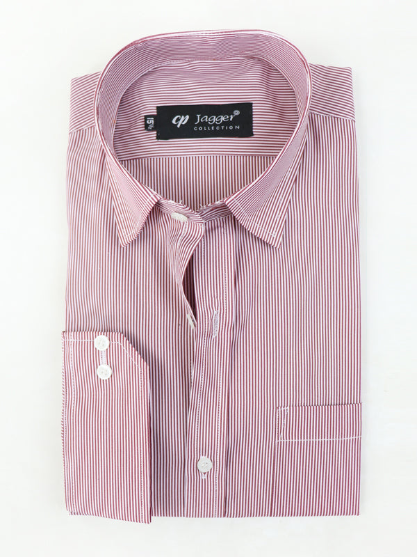 MFS06 Men's Formal Dress Shirt Dark Pink Lines