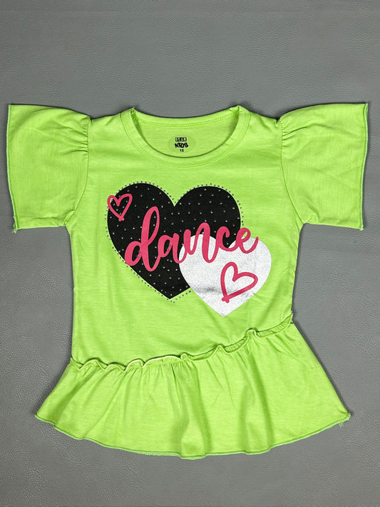 2.5Yrs - 7Yrs Dance Lime Green T-Shirt For Girls SK GTS41