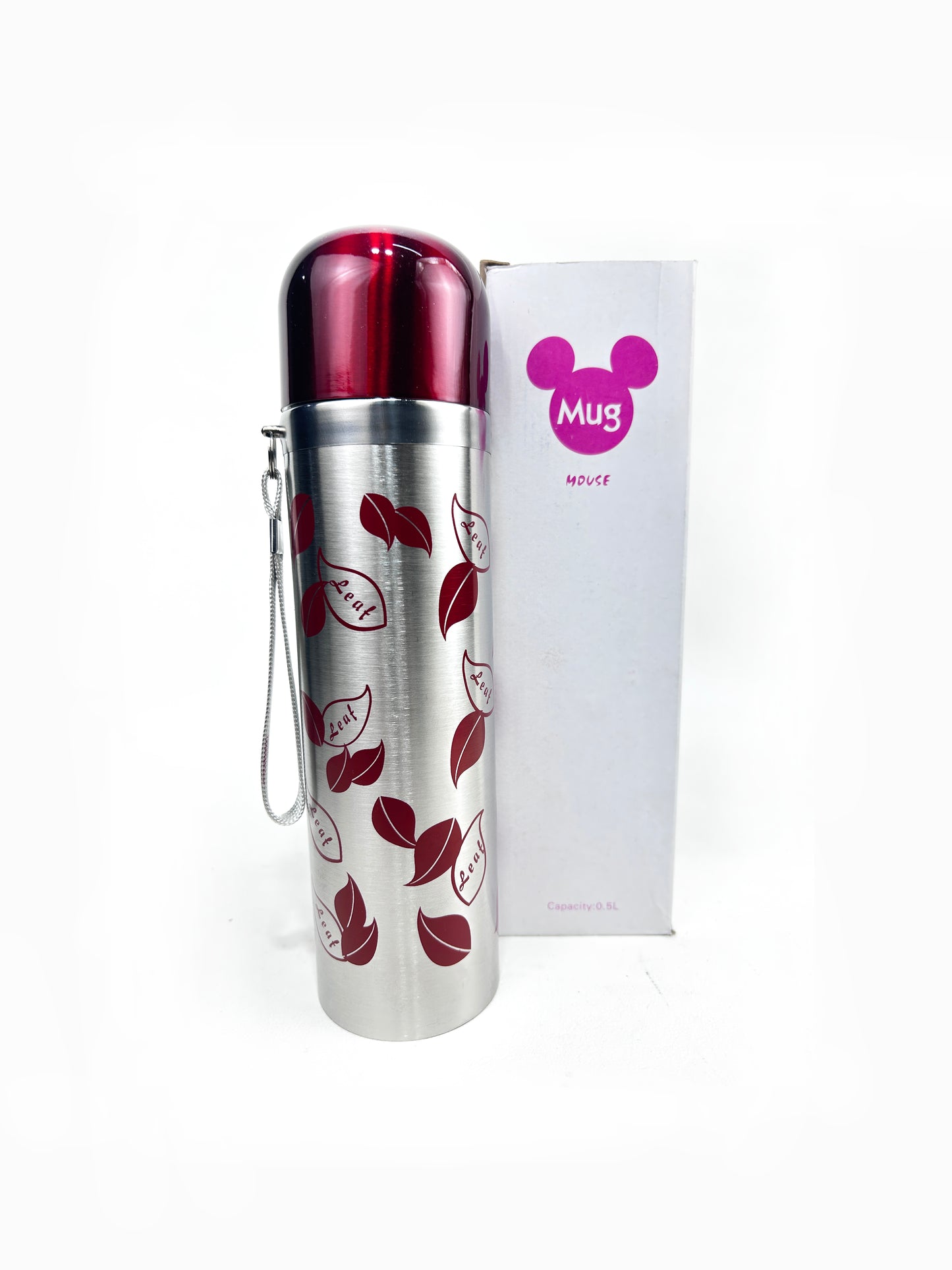 Red Stainless Steel Leave Bottle 500 ML D-67