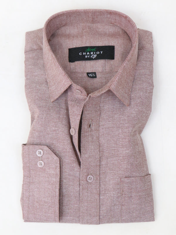 Men's Chambray Formal Dress Shirt Light Maroon