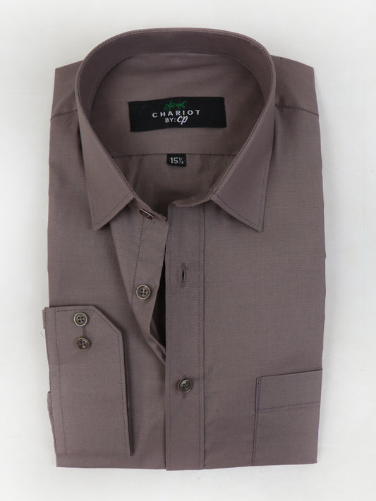 MFS06 Men's Formal Dress Shirt Plain Brown