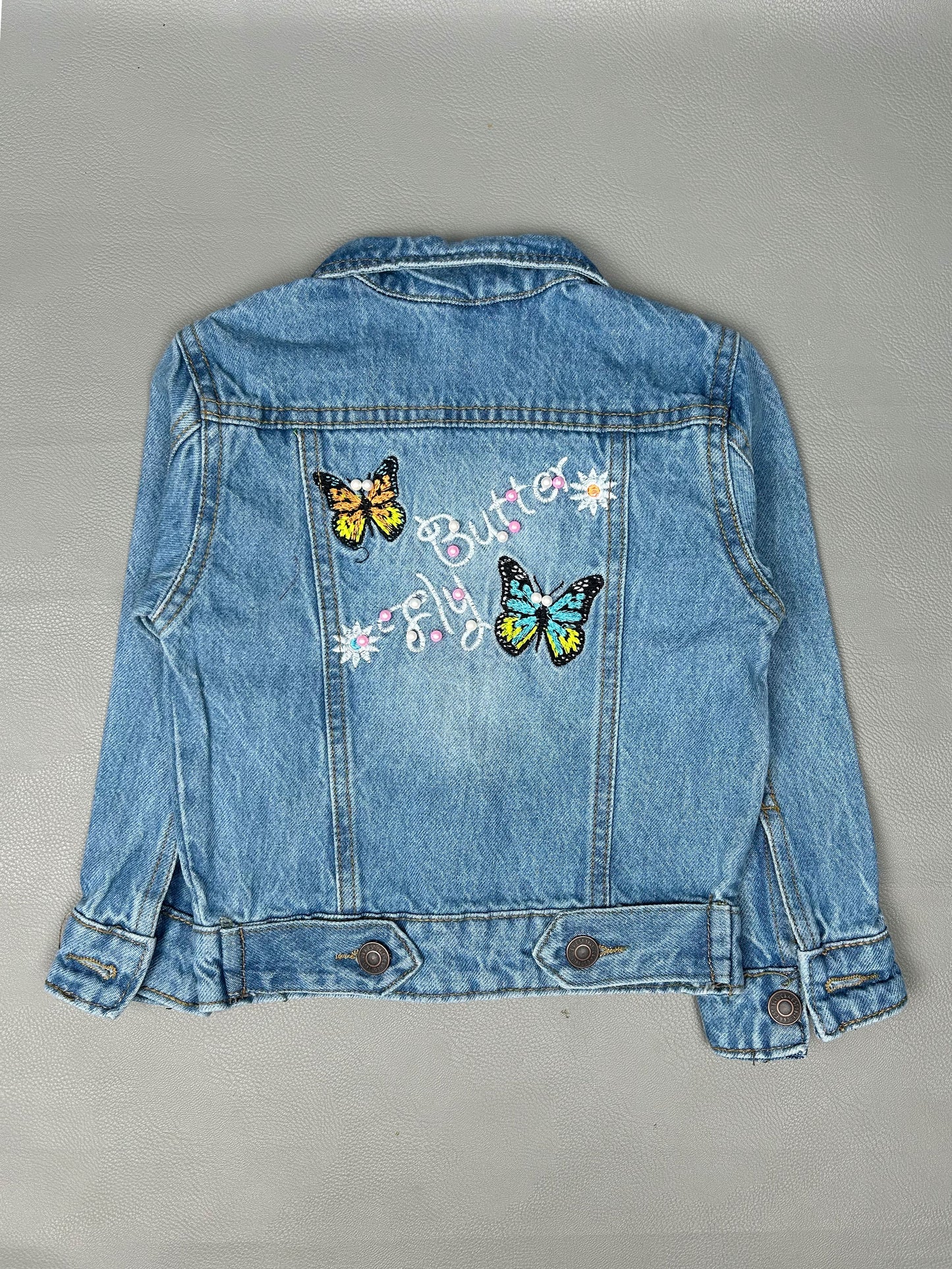 6Mth- 8Yrs Faded Light Blue Denim Jacket For Girls KJ37