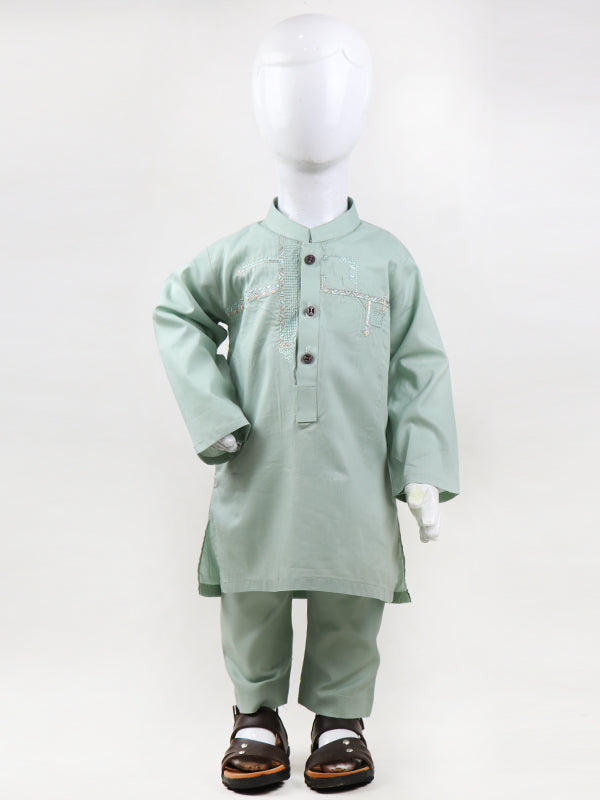 BKP02 TG Boys Kurta Pajama 2Yrs - 14Yrs Multi Embroidery Light Green