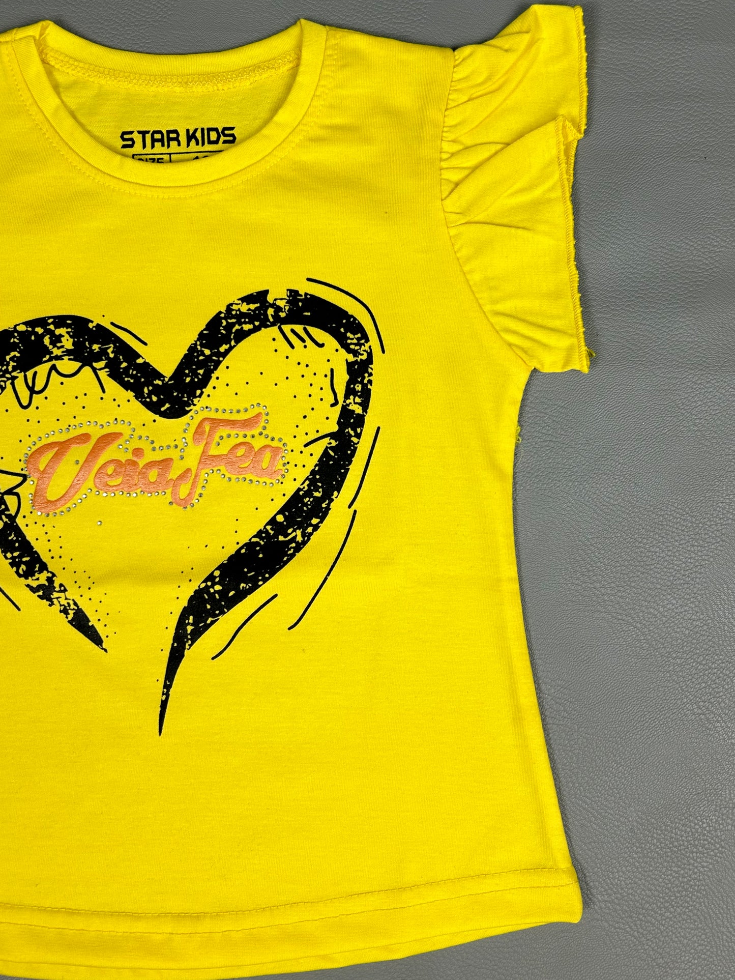 2.5Yrs - 7Yrs Heart Bright Yellow T-Shirt For Girls SK GTS44