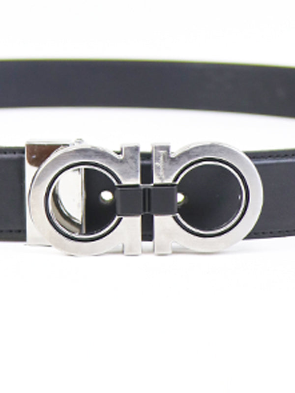 F Gancini Men's Leather Belt Black