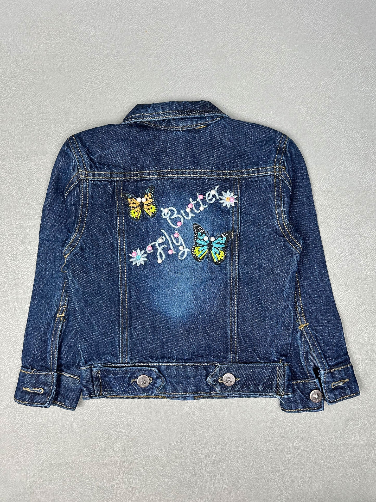 6Mth- 8Yrs Faded Dark Blue Denim Jacket For Girls KJ39
