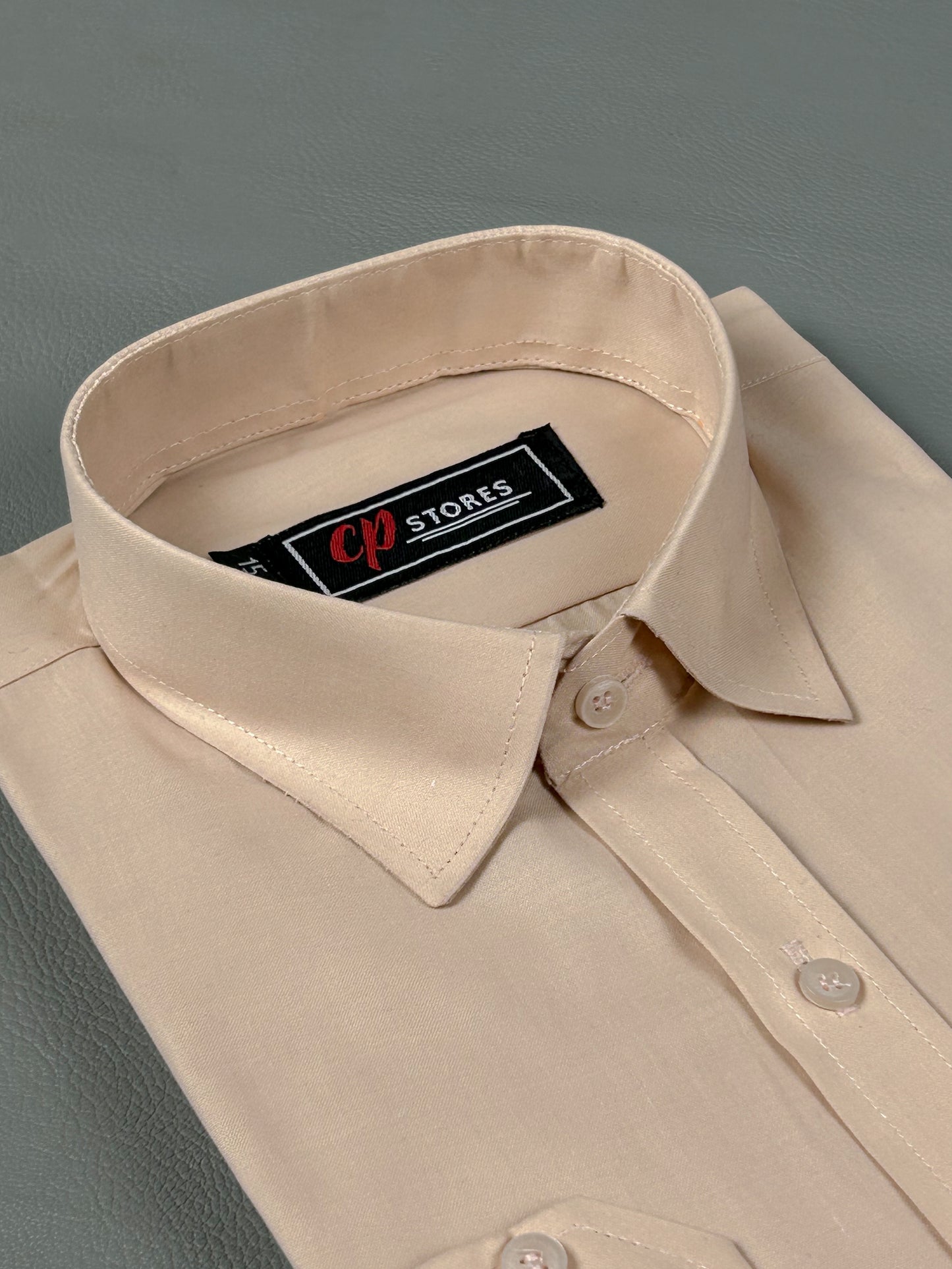 AZ Men's Formal Dress Shirt Plain Light Peach MFS372
