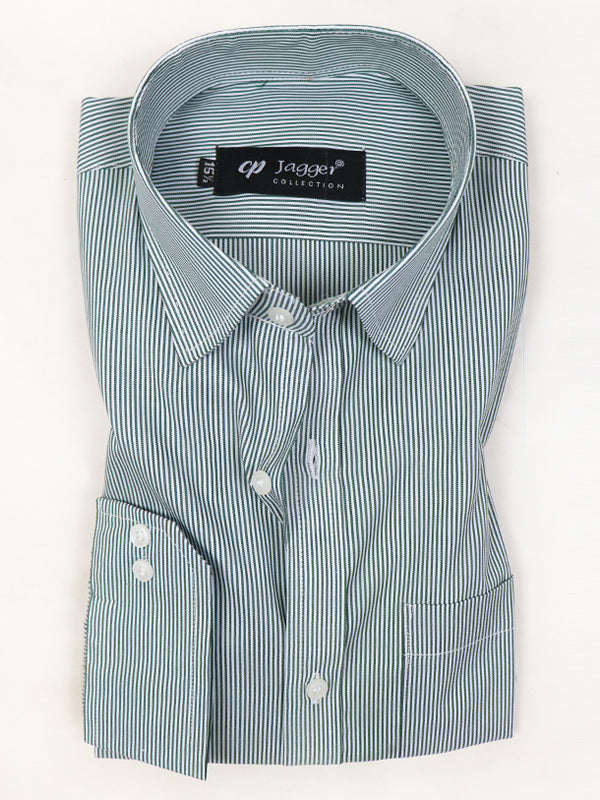 MFS07 Men's Formal Dress Shirt Green Lines