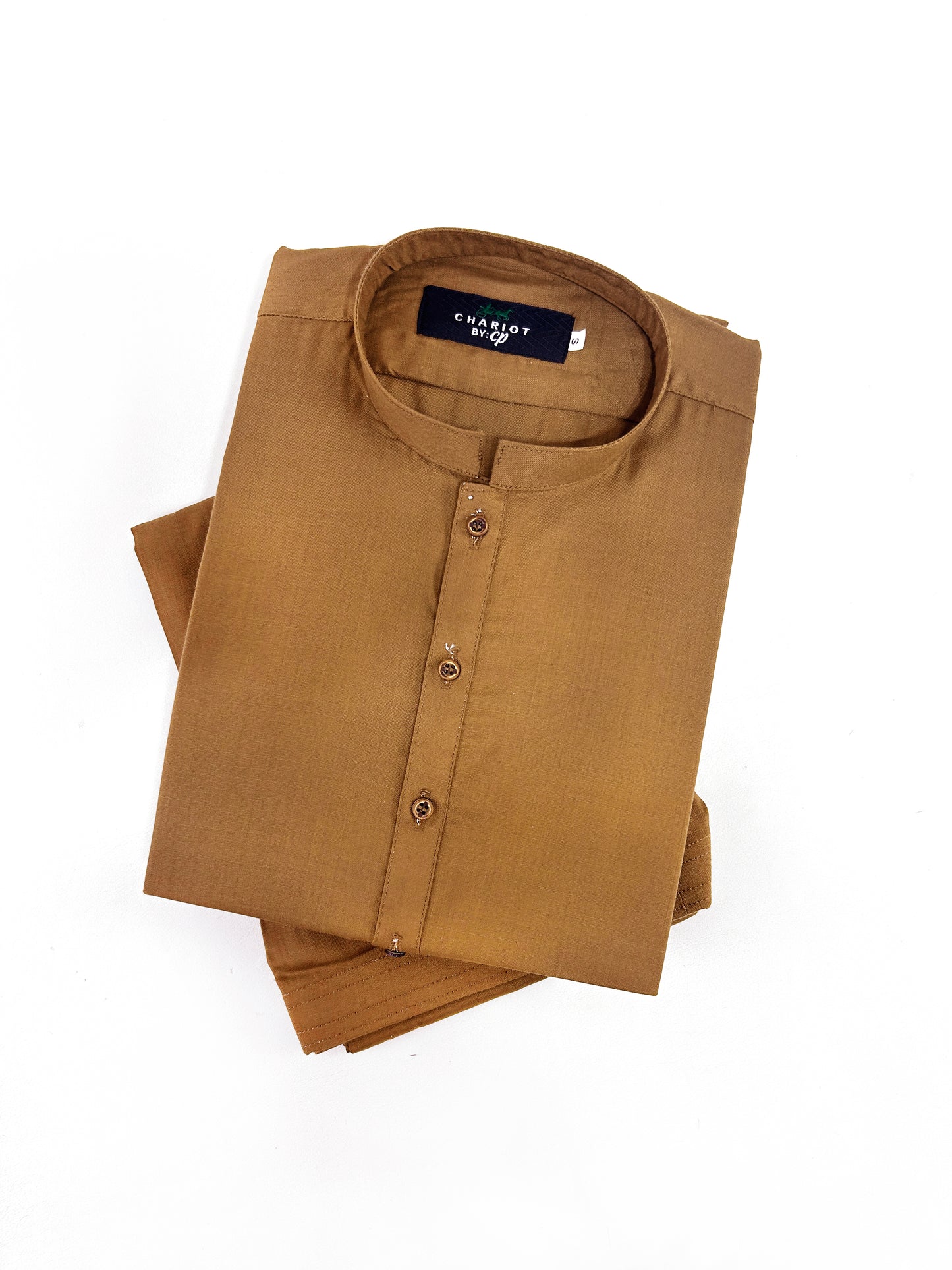 828/1 01 Rust Brown Plain Stitched Suit Kameez Shalwar For Men MSK218