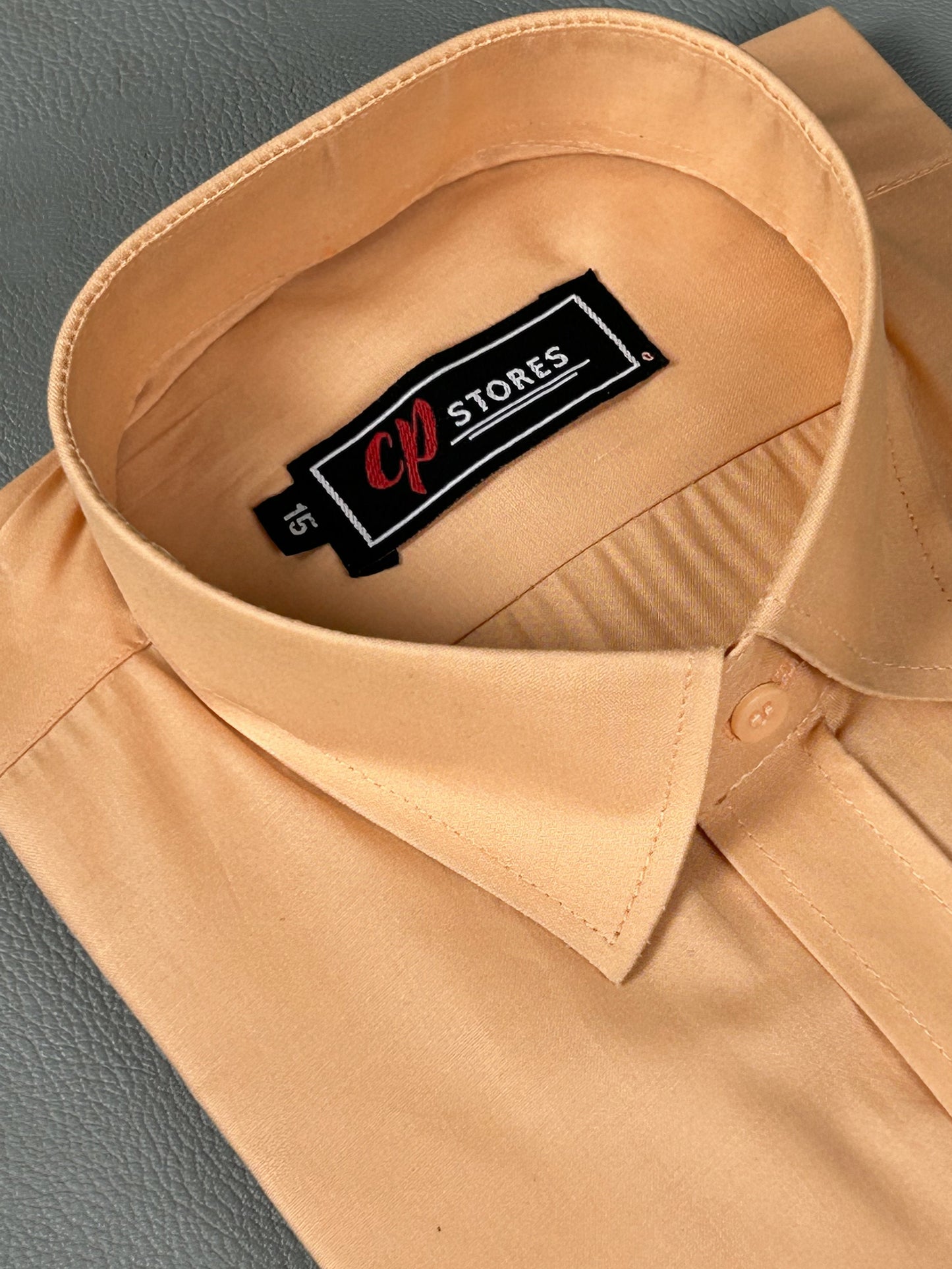 Light Orange Plain Formal Dress Shirt For Men MFS233