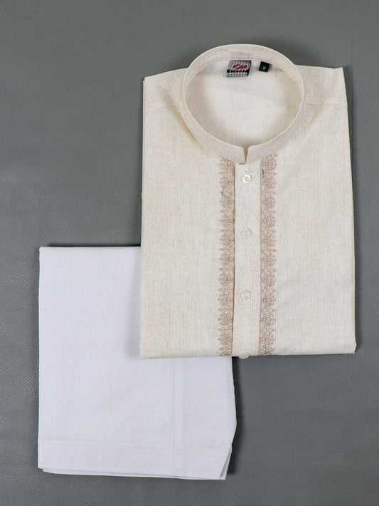 Off White 692/1 Stitched Suit Kurta Shalwar For Men AM MSK119