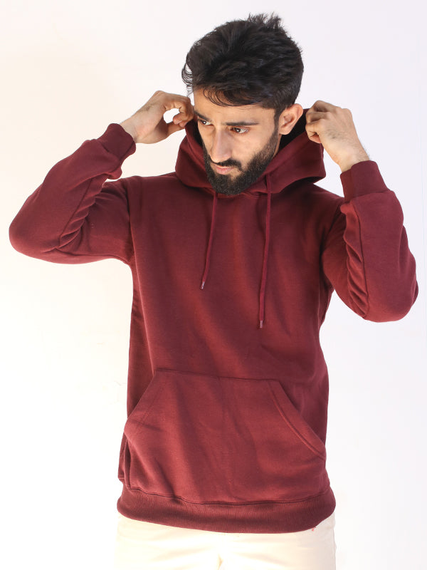 MM Unisex Plain Pullover Hoodie Maroon