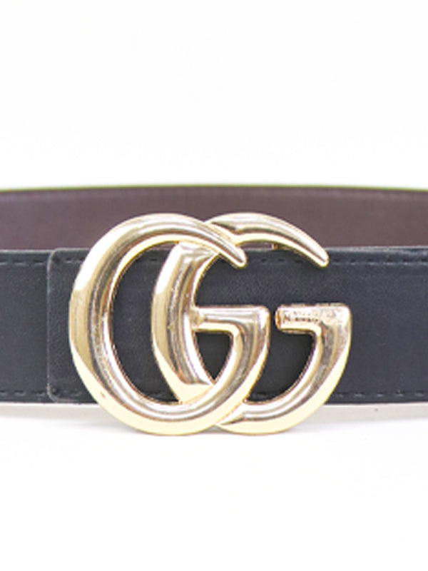 GG Men's Leather Belt Quartz Gray ( Golden Buckle )