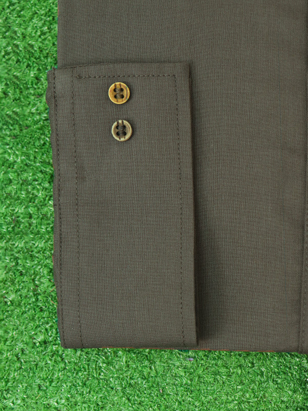 828/1 Men's Kameez Shalwar Stitched Suit Dark Brown 11
