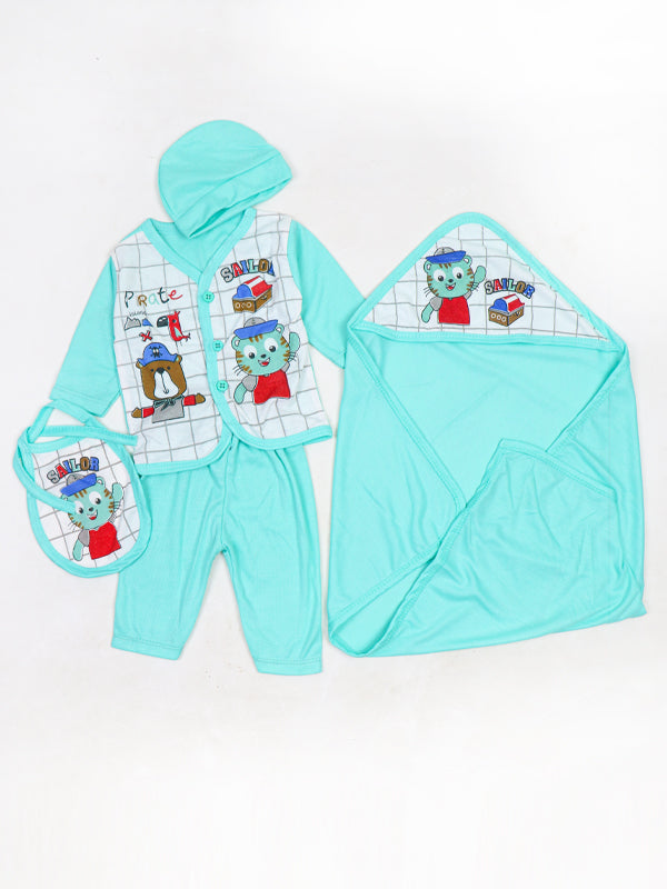 PG Newborn Pack of 5 Gift Set 0Mth - 3Mth Sailor Sea Green