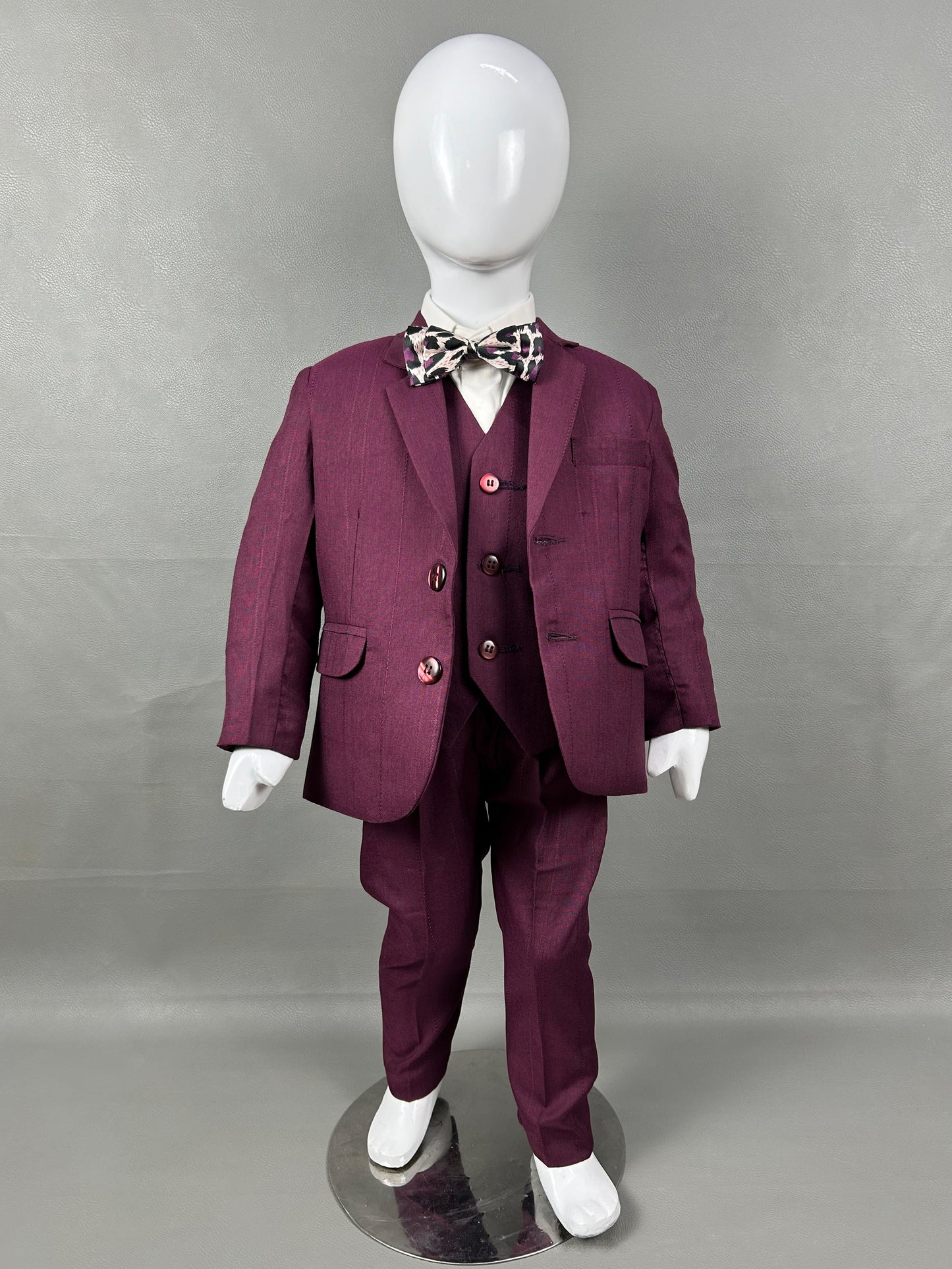 6Mth - 14Yrs Burgundy 5Pcs Coat Pant Suit for Boys BCP23