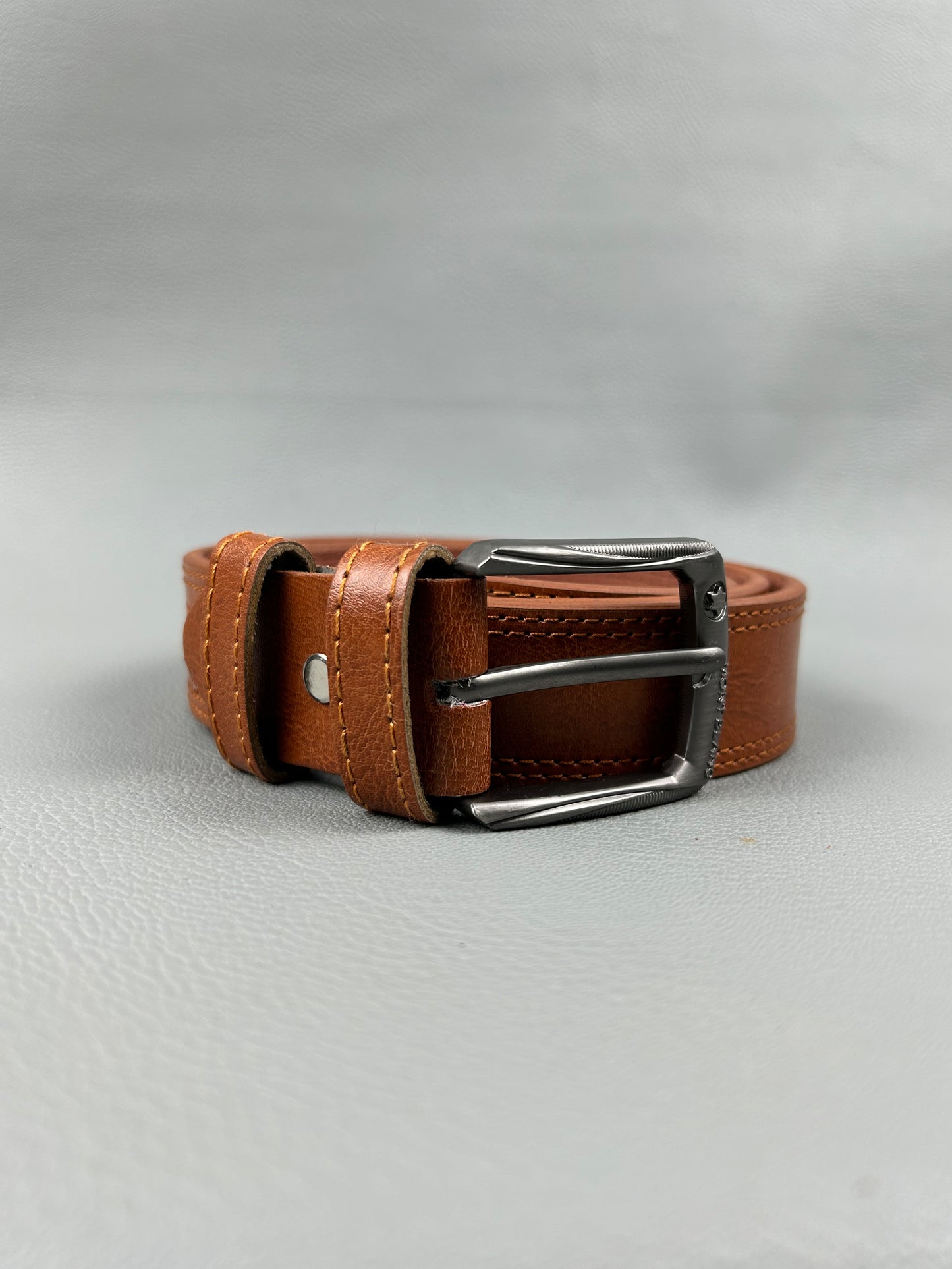 Light Brown Faux Leather Belt For Men MB26