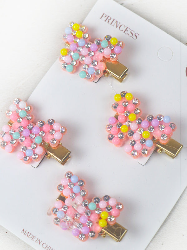 Pack Of 4 Butterfly Pink Hair Clips For Girls GHC46