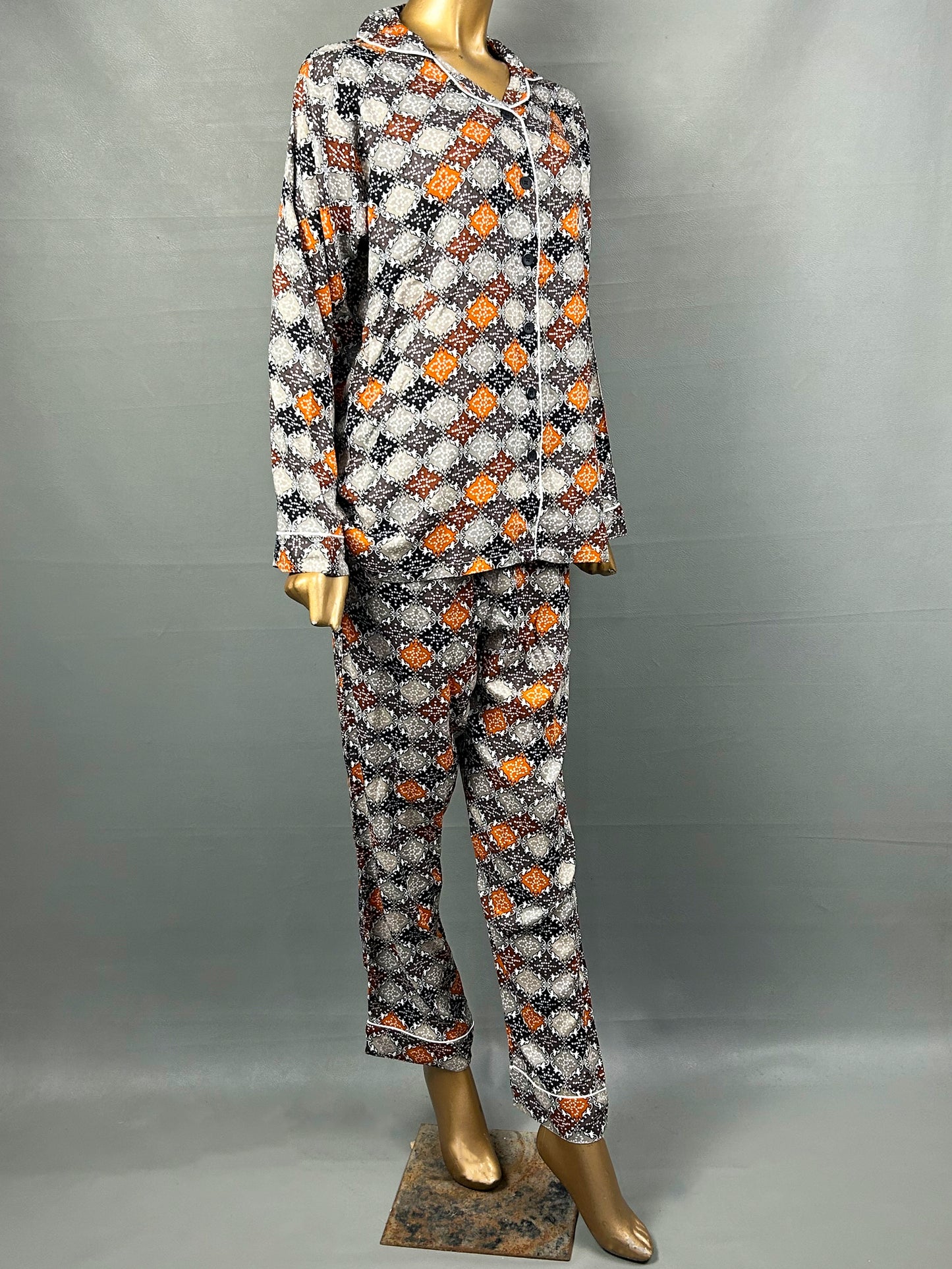 Brown Linen Printed Night Suit For Women WNS19
