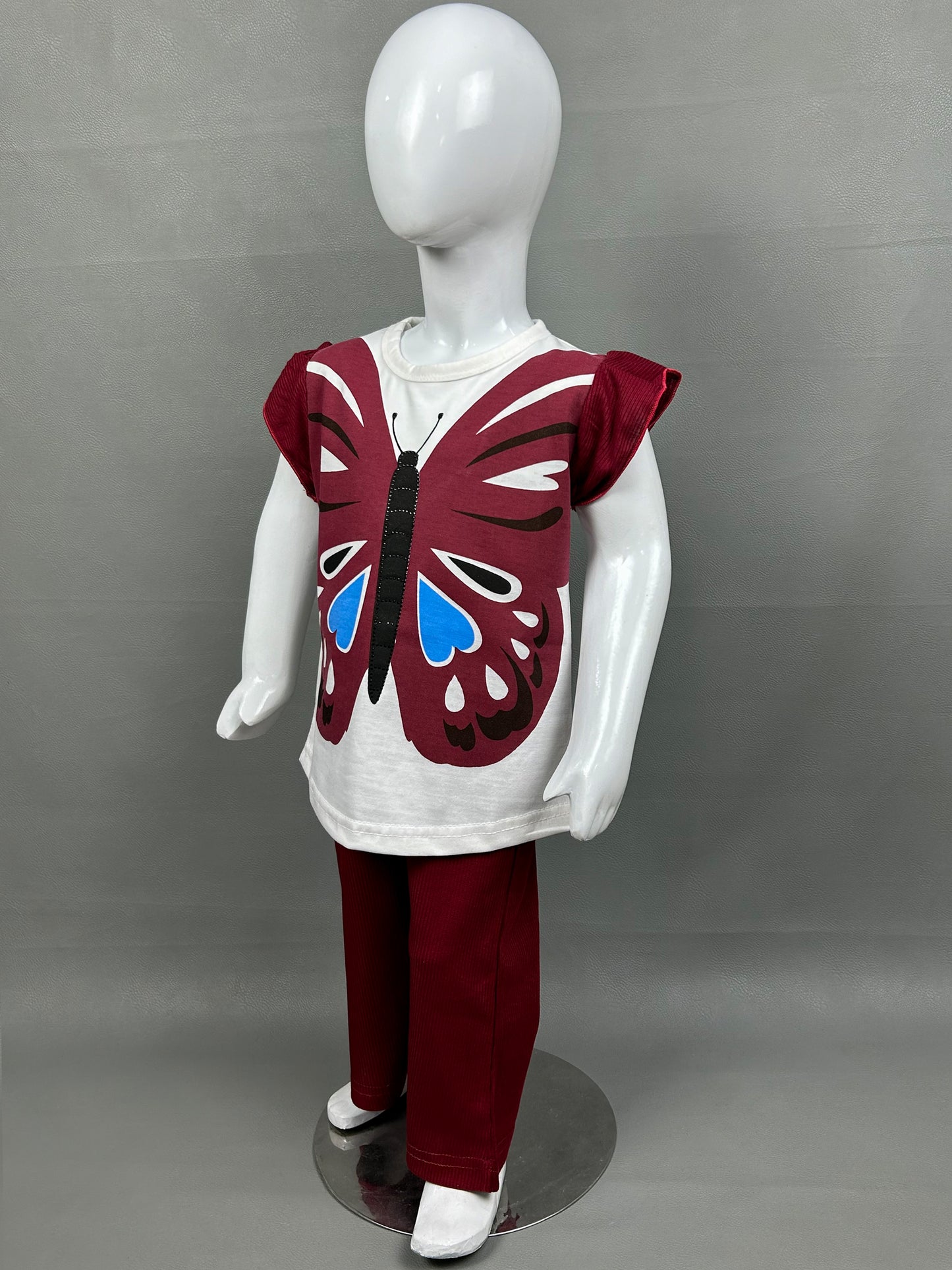 2Yr - 6Yrs Butterfly Maroon Suit For Girls SK GS206
