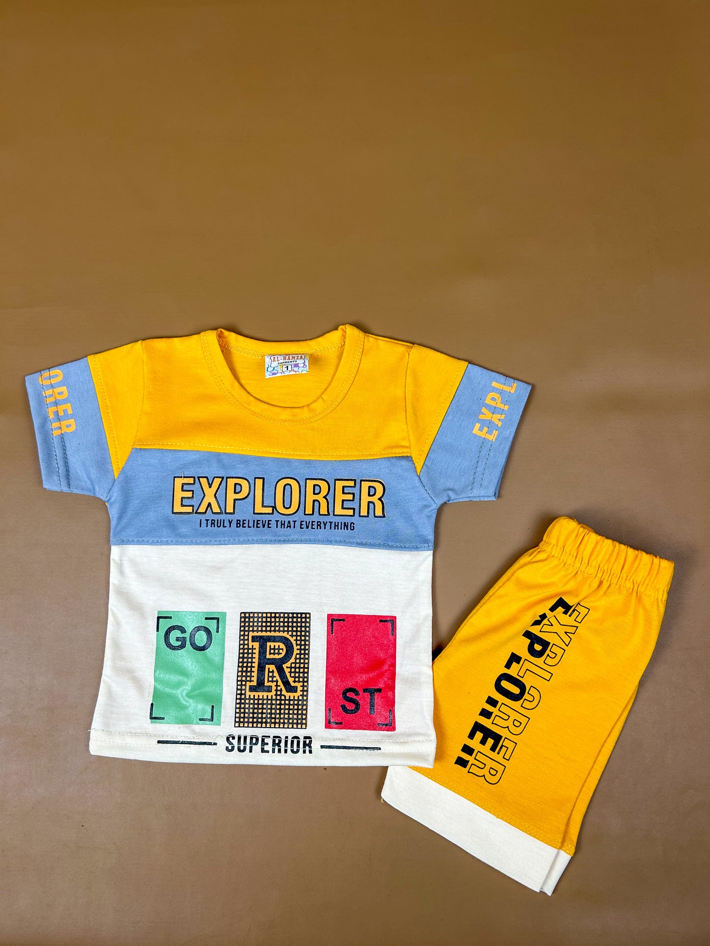 0Mth - 6Mth Yellow Explorer Baba Suit For Newborns NBS346