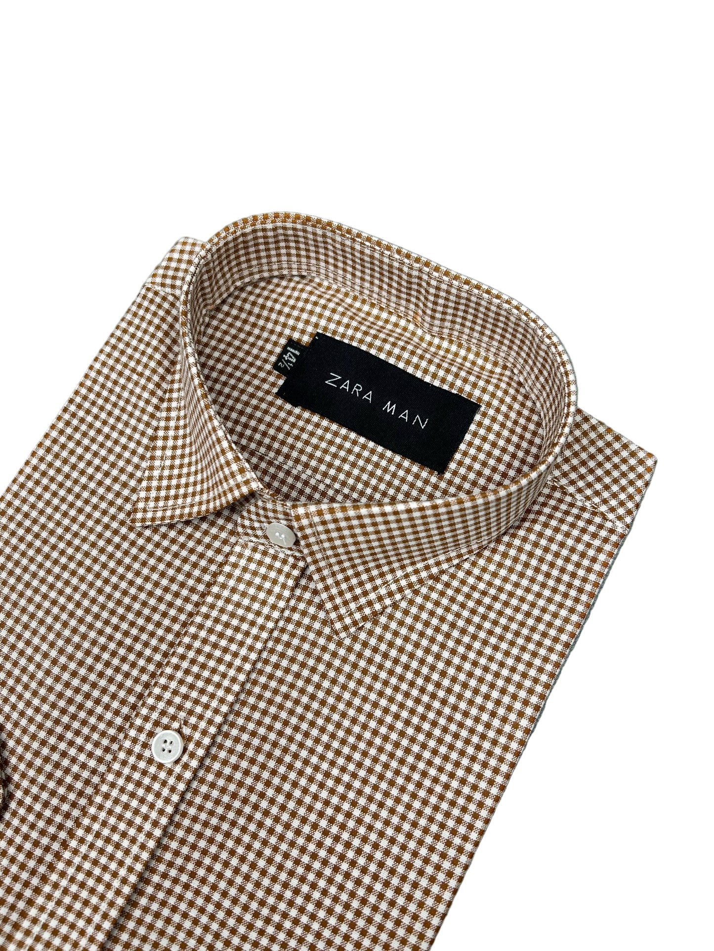 ZS Men's Formal Dress Shirt Light Brown Checks MFS413