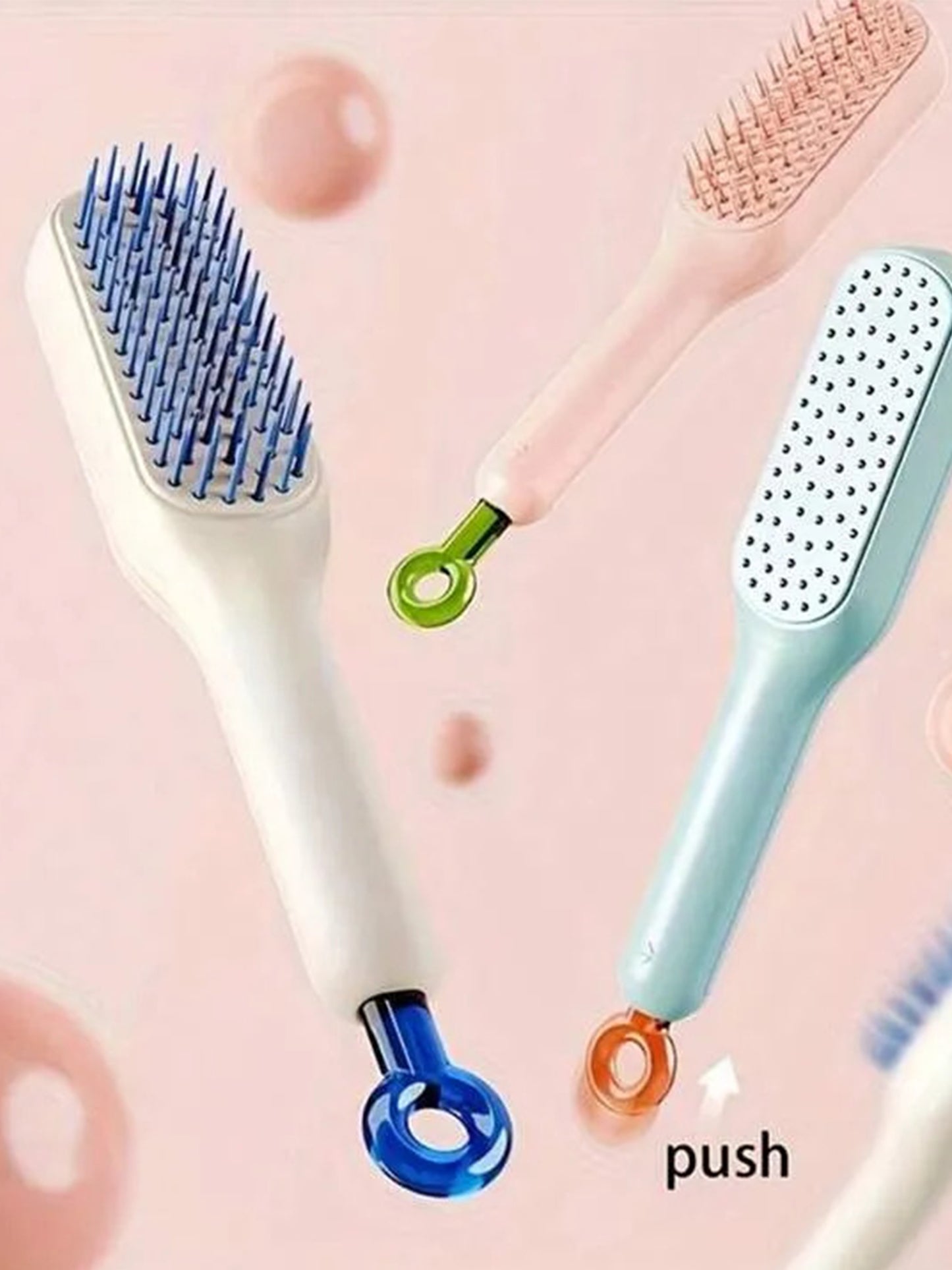 Multicolor Retractable Rotatable Comb Massage Anti-static Hair Comb C16